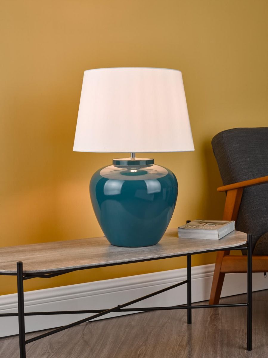 Ayla Table Lamp Blue Ceramic With Shade