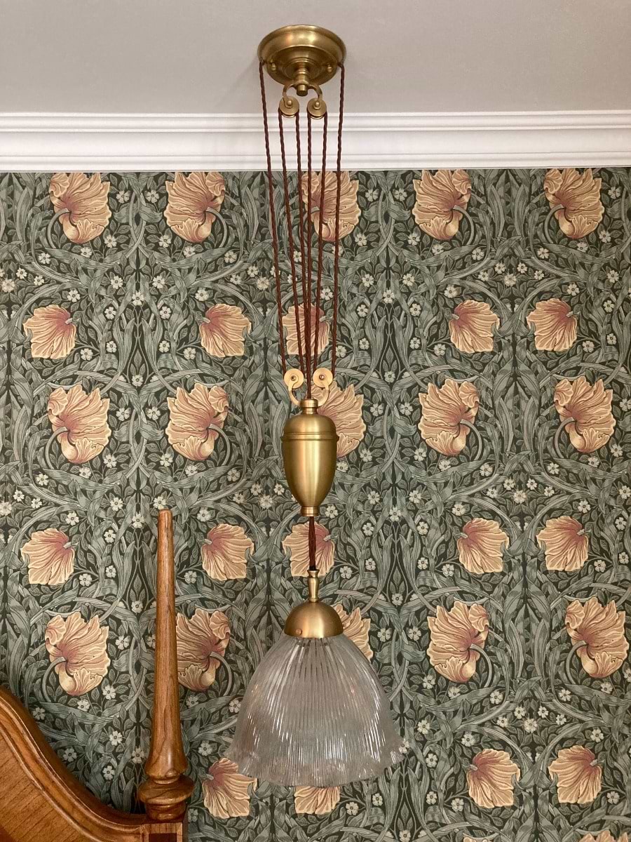 Soho Lighting D'Arblay Brass Scalloped Dome Rise and Fall Adjustable Pendant Light