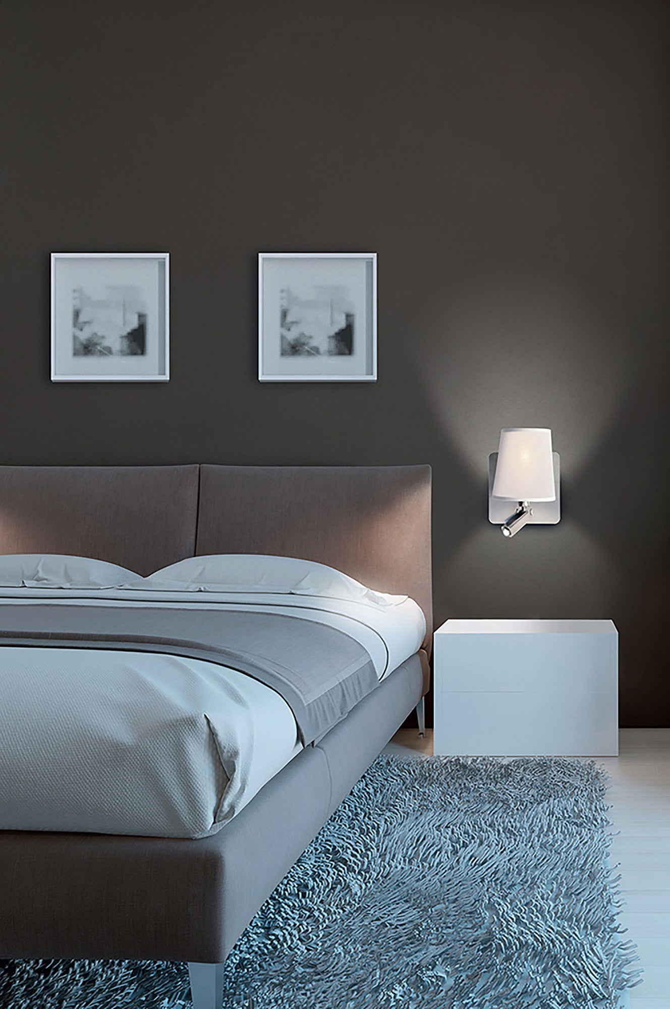 Bahia Wall Lamp 1 Light Without Shade E27 + Reading Light 3W LED Satin Nickel 4000K, 200lm, 3yrs Warranty by Mantra