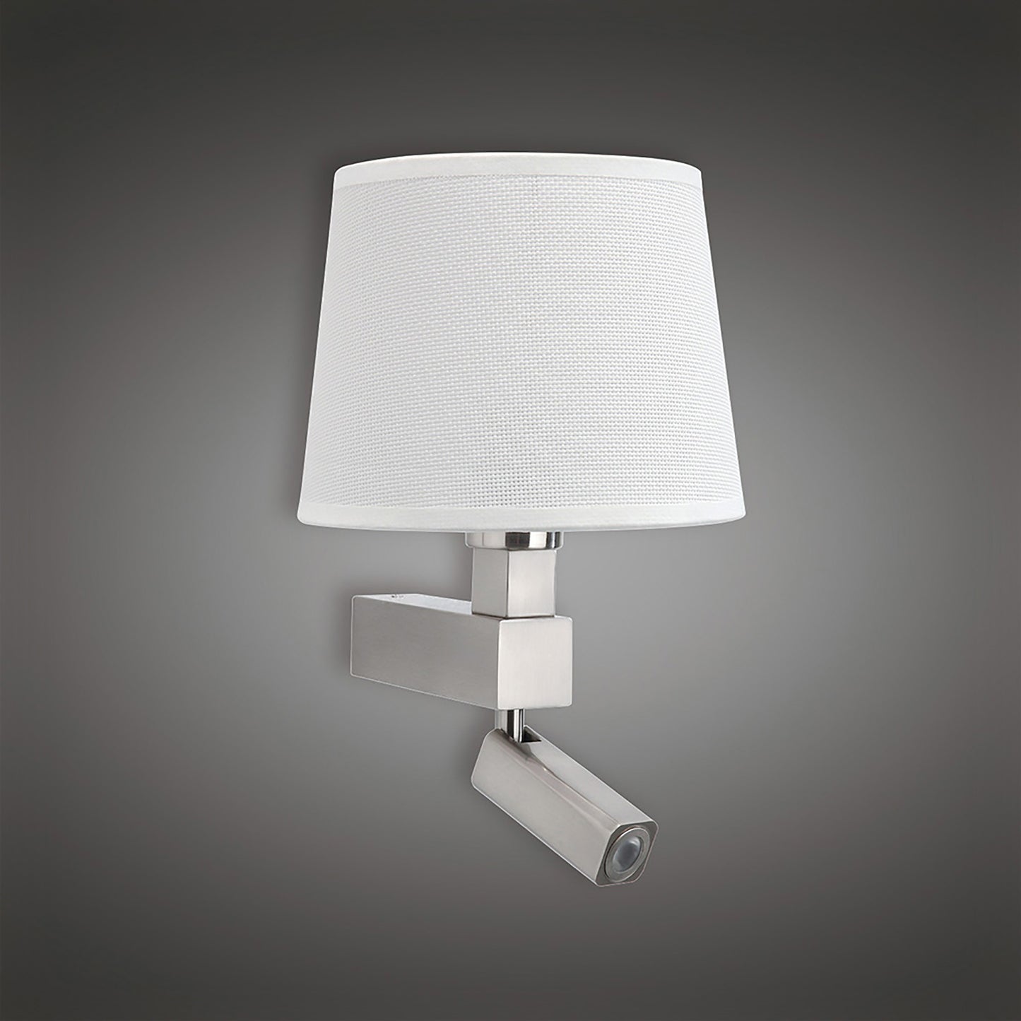 Bahia Wall Lamp 1 Light Without Shade E27 + Reading Light 3W LED Satin Nickel 4000K, 200lm, 3yrs Warranty by Mantra