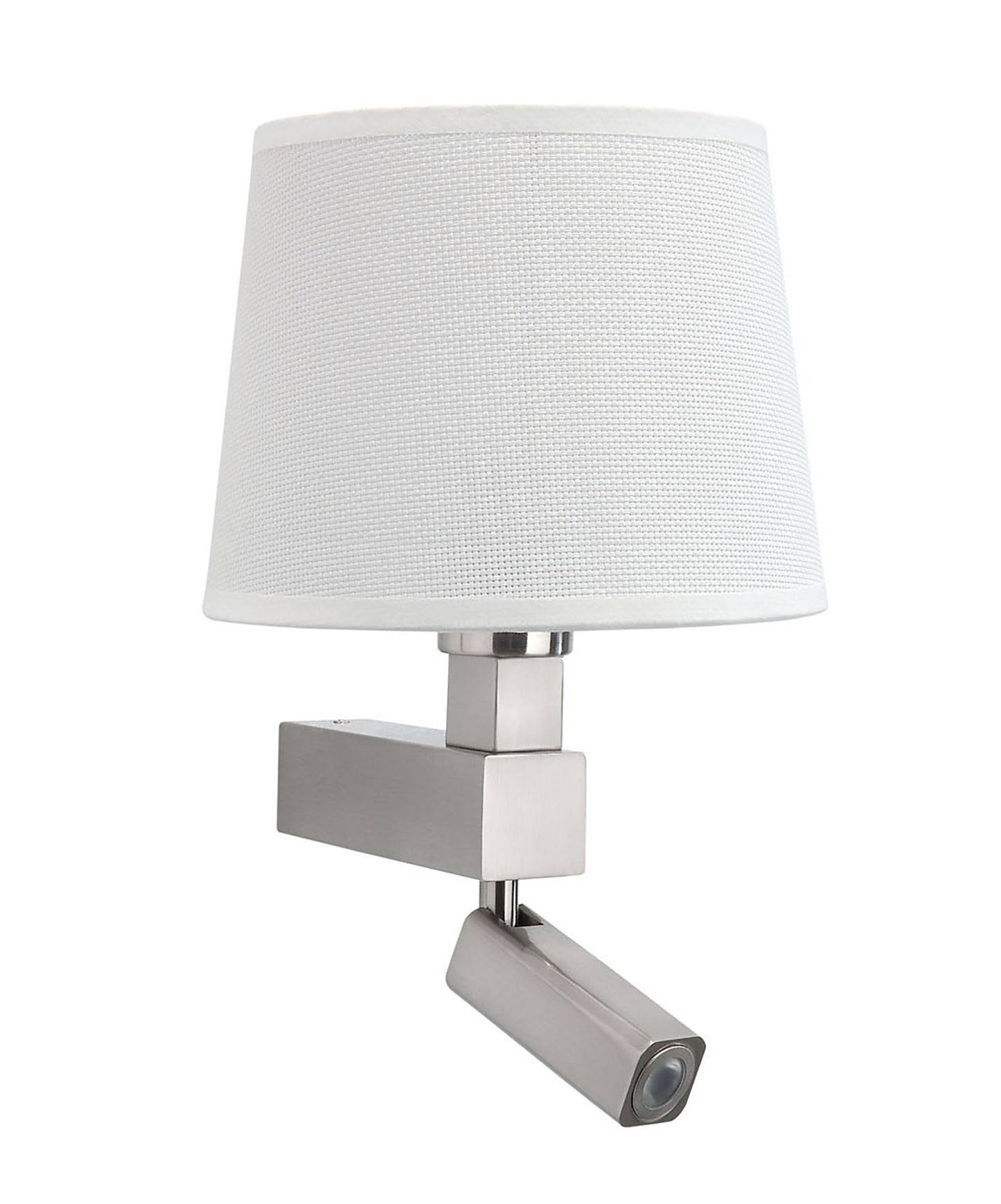 Bahia Wall Lamp 1 Light Without Shade E27 + Reading Light 3W LED Satin Nickel 4000K, 200lm, 3yrs Warranty by Mantra