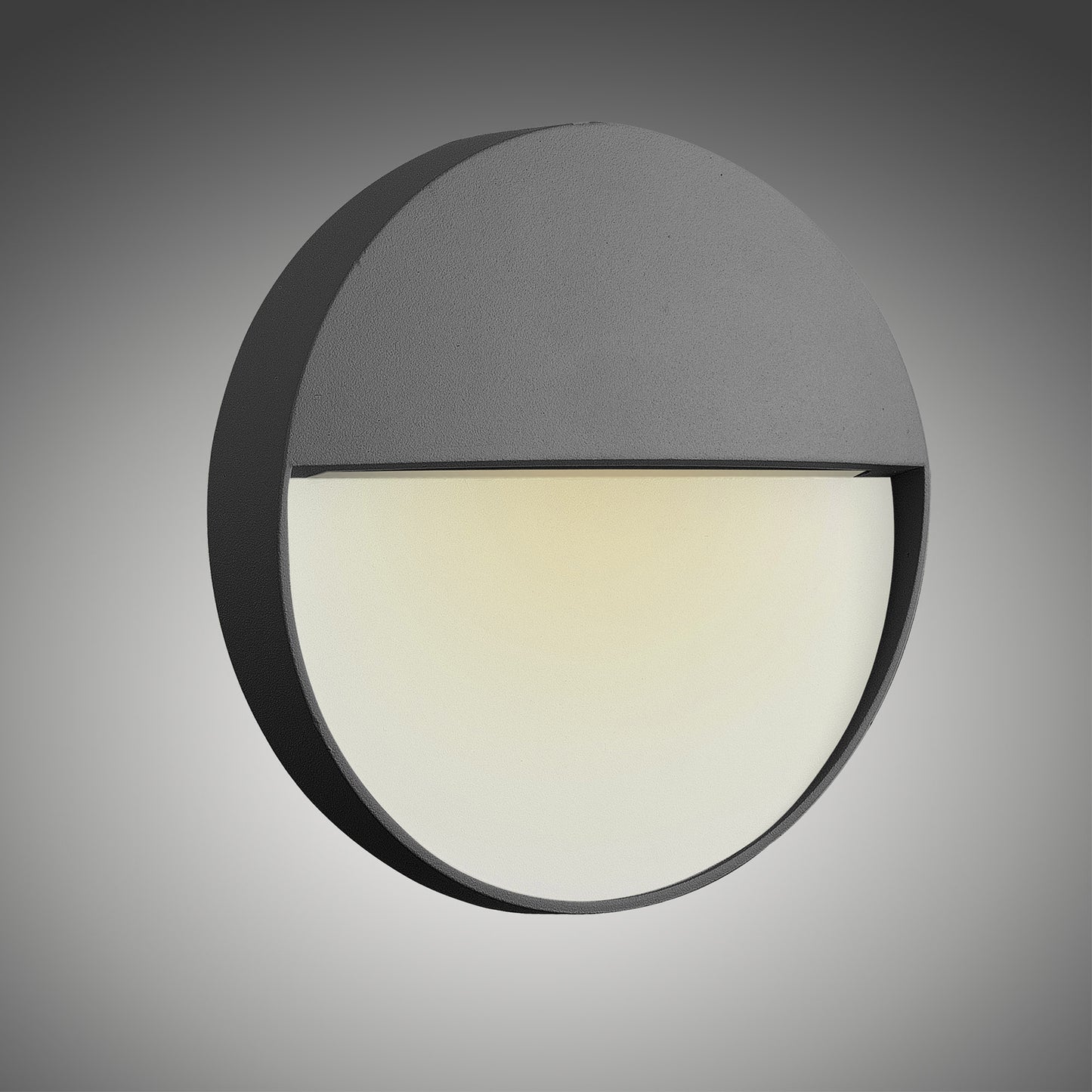 Baker Wall Lamp Small Round, 3W LED, 3000K, 155lm, IP54, Anthracite, 3yrs Warranty by Mantra