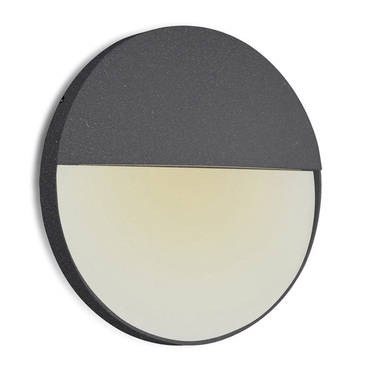 Baker Wall Lamp Large Round, 6W LED, 3000K, 275lm, IP54, Anthracite, 3yrs Warranty by Mantra