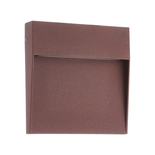 Baker Wall Lamp Large Square, 6W LED, 3000K, 420lm, IP54, Rust Brown, 3yrs Warranty by Mantra