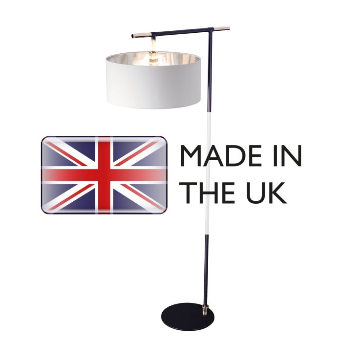 Balance 1 Light Floor Lamp - Black / Polished Nickel with White Shade