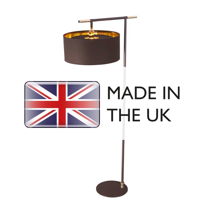 Balance 1 Light Floor Lamp - Brown / Polished Brass with Brown Shade