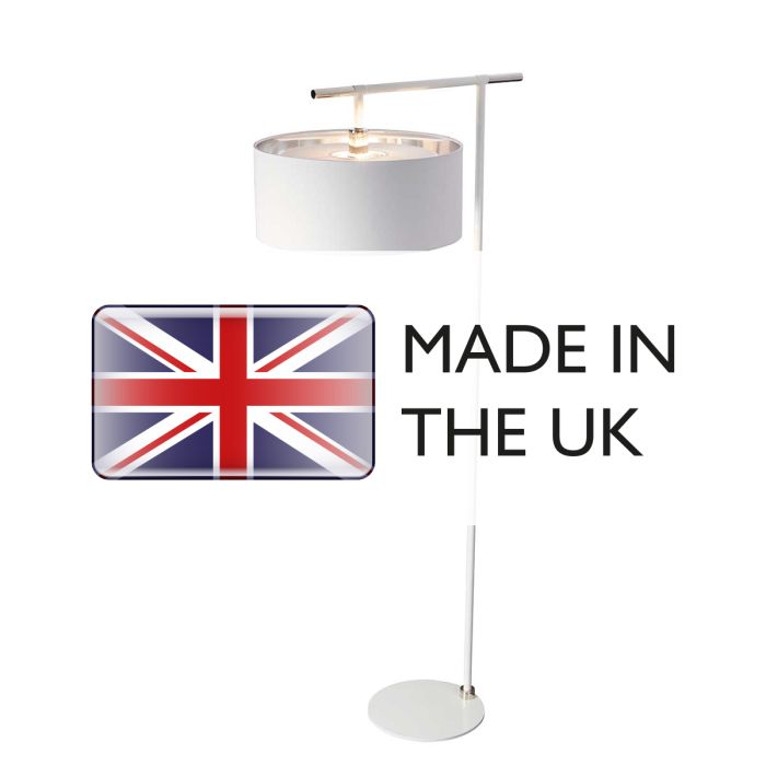 Balance 1 Light Floor Lamp - White / Polished Nickel with White Shade