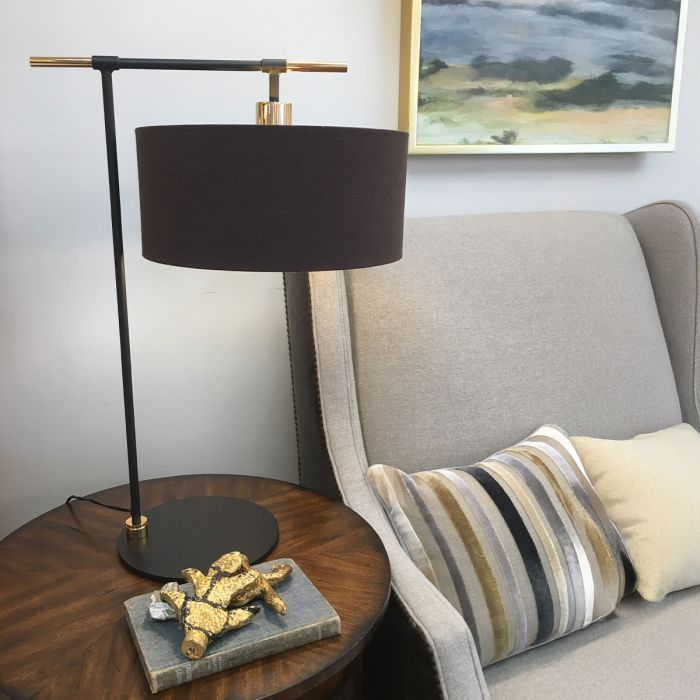Balance 1 Light Table Lamp - Black / Polished Brass with Black Shade
