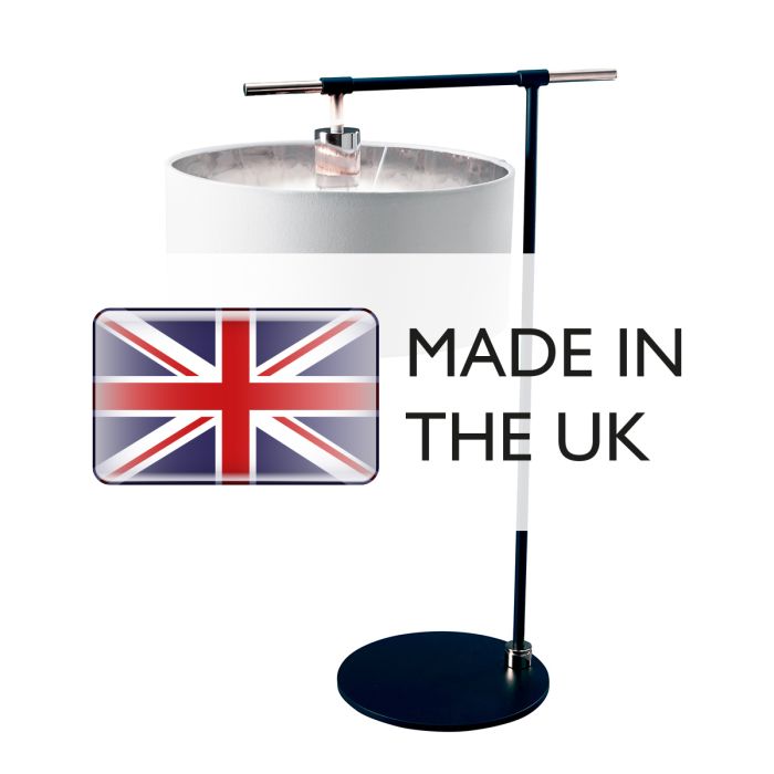 Balance 1 Light Table Lamp - Black / Polished Nickel with White Shade