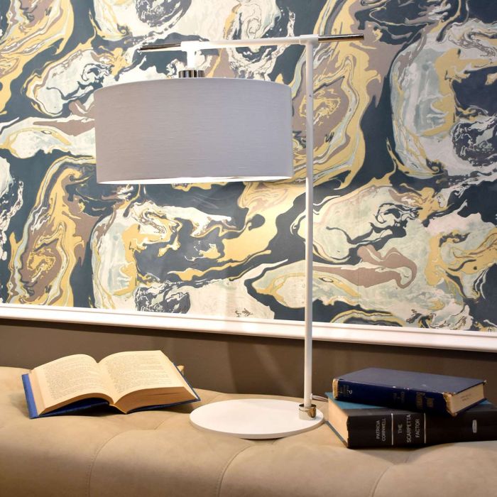 Balance 1 Light Table Lamp - White / Polished Nickel with White Shade