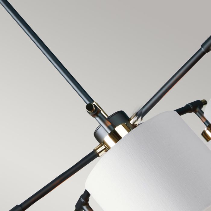 Balance 5 Light Chandelier - Black / Polished Nickel with White Shade