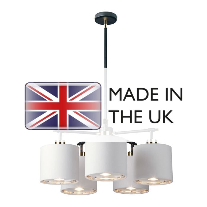 Balance 5 Light Chandelier - Black / Polished Nickel with White Shade