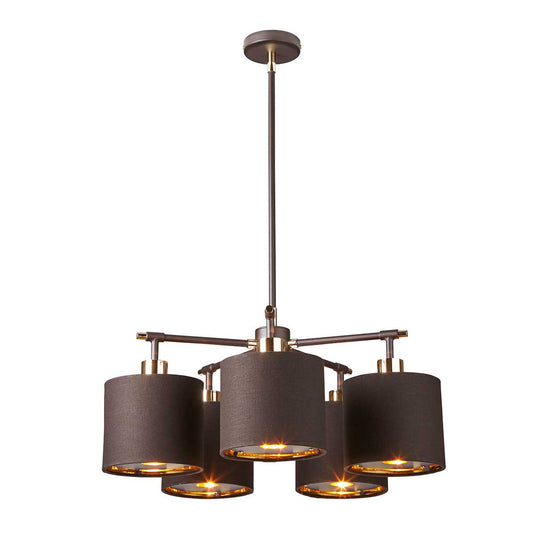 Balance 5 Light Chandelier – Brown and Polished Brass