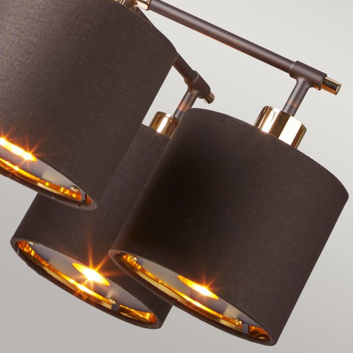 Balance 5 Light Chandelier - Brown / Polished Brass with Brown Shade