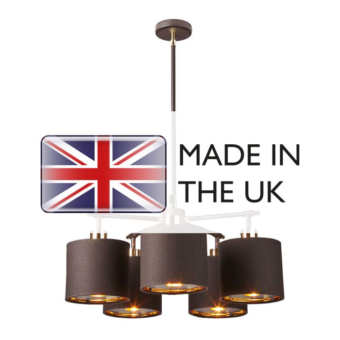 Balance 5 Light Chandelier - Brown / Polished Brass with Brown Shade