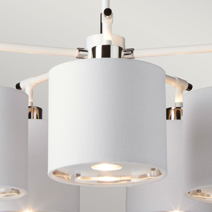Balance 5 Light Chandelier - White / Polished Nickel with White Shade