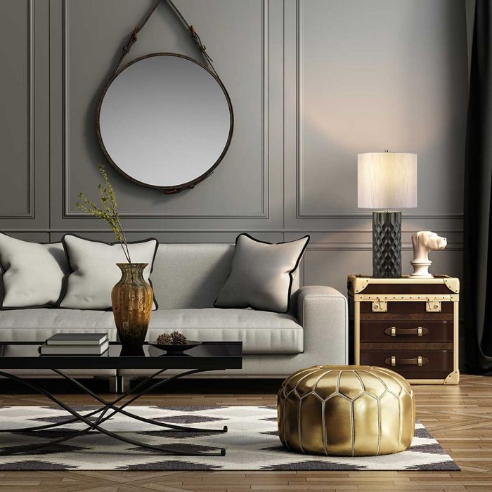 Barbican 1 Light Table Lamp - Graphite with Silver Shade