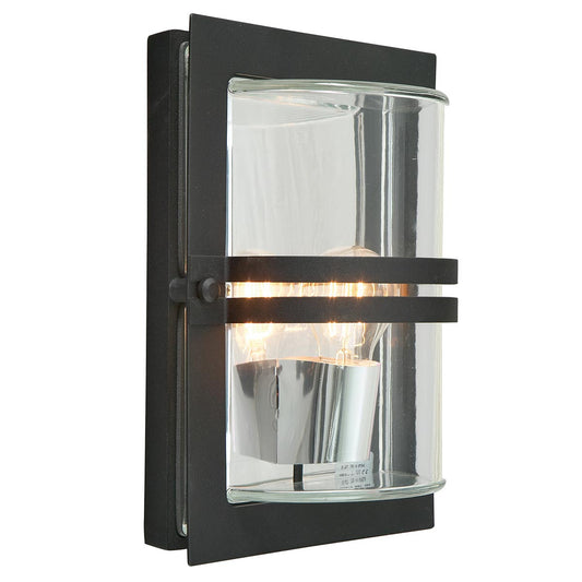 Basel 1 Light Wall Lantern – Black With Clear Glass