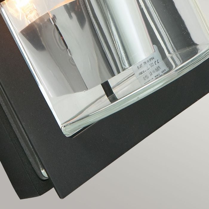 Basel 1 Light Wall Lantern - Black With Clear Glass