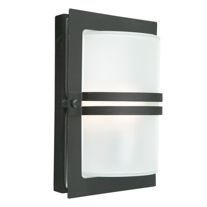 Light Basel Basel 1 Light Wall Lantern - Black With Frosted Glass – Ecclesall Lighting