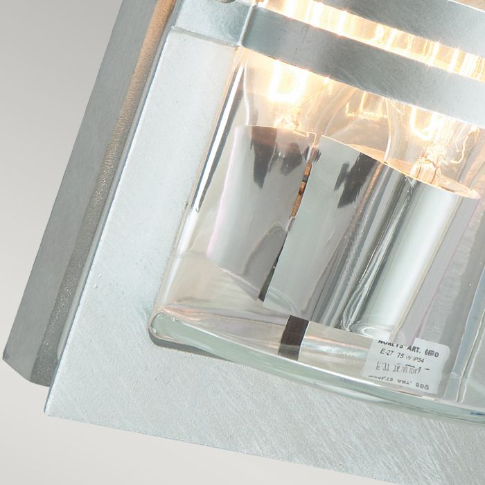 Basel 1 Light Wall Lantern - Galvanised With Clear Glass