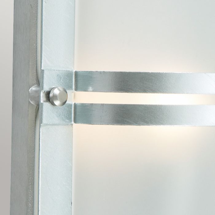 Basel 1 Light Wall Lantern - Galvanised With Frosted Glass
