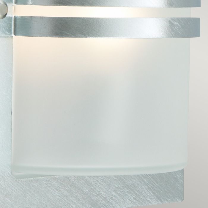 Basel 1 Light Wall Lantern - Galvanised With Frosted Glass