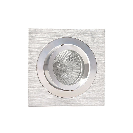 Basico GU10 Swivel Downlight 9.2cm Square 1 x GU10 Max 50W Satin Nickel / Chrome, Cut Out: 80mm, Lampholder Included by Mantra