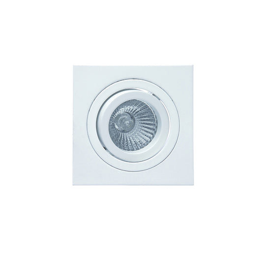 Basico GU10 Swivel Downlight 9.2cm Square 1 x GU10 Max 50W Matt White, Cut Out: 80mm, Lampholder Included by Mantra