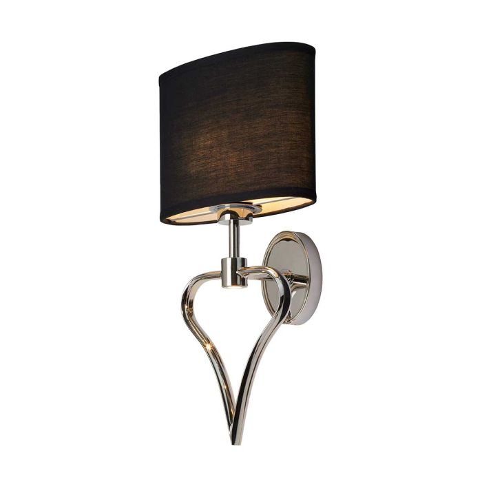Falmouth 2 Light Wall Light - Polished Chrome / Black Shade