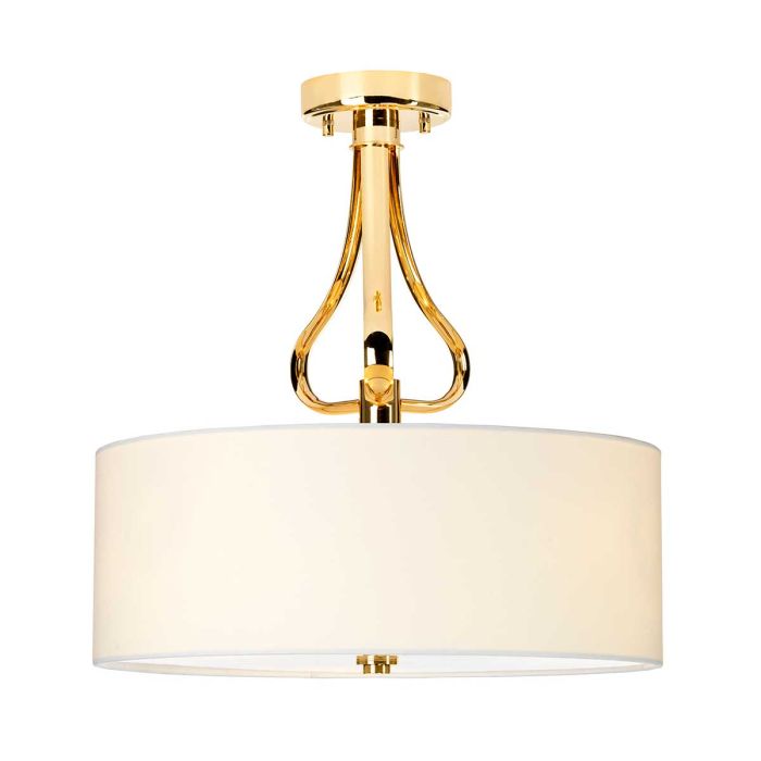 Falmouth 3 Light Semi-Flush - French Gold / Cream Shade