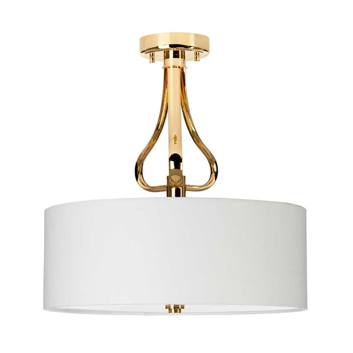 Falmouth 3 Light Semi-Flush - French Gold / Cream Shade