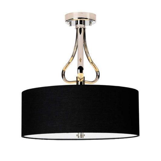 Falmouth 3 Light Semi-Flush - Polished Chrome / Black Shade