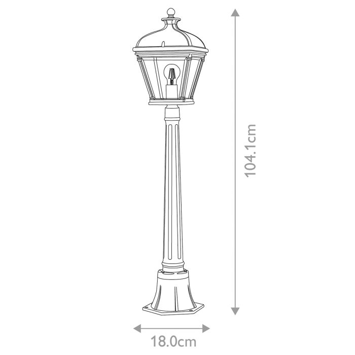 Bayview 1 Light Medium Pillar Lantern - Black