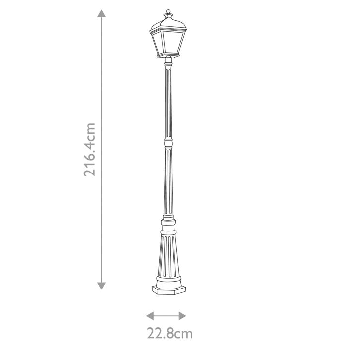 Bayview 1 Light Lamp Post - Black
