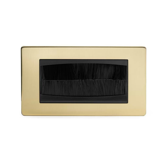 The Savoy Collection Brushed Brass 2 Gang 4 Module Brush Plate Blk Ins Screwless