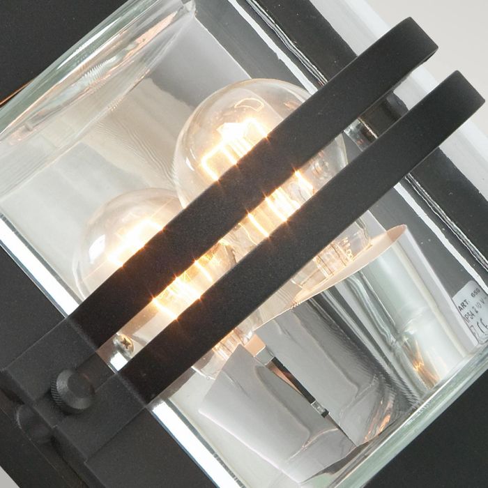 Bern 1 Light Wall Lantern - Black With Clear Glass