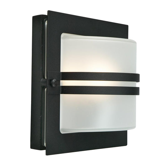 Bern 1 Light Wall Lantern – Black With Frosted Glass