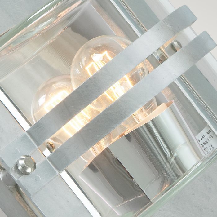 Bern 1 Light Wall Lantern - Galvanised With Clear Glass