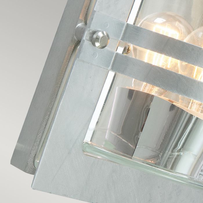 Bern 1 Light Wall Lantern - Galvanised With Clear Glass