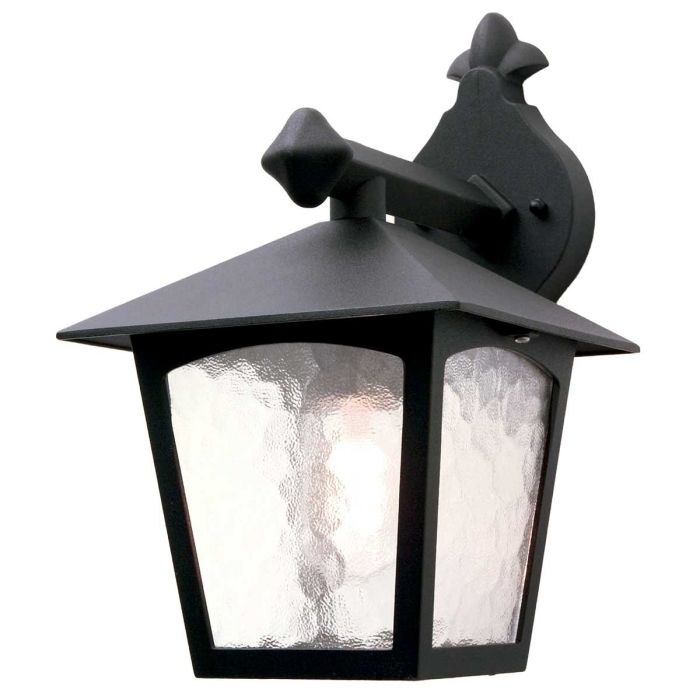 York 1 Light Wall Down Lantern - Black