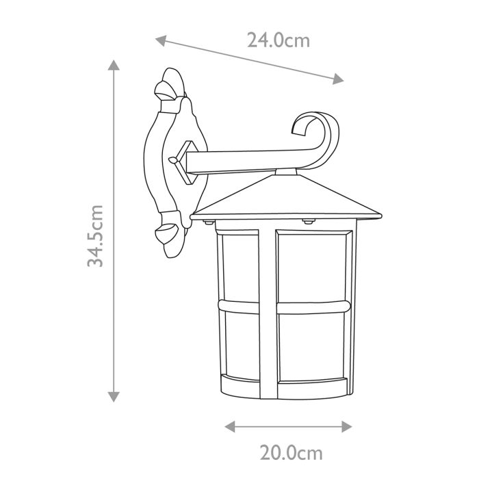 Hereford 1 Light Large Wall Down Lantern - Black