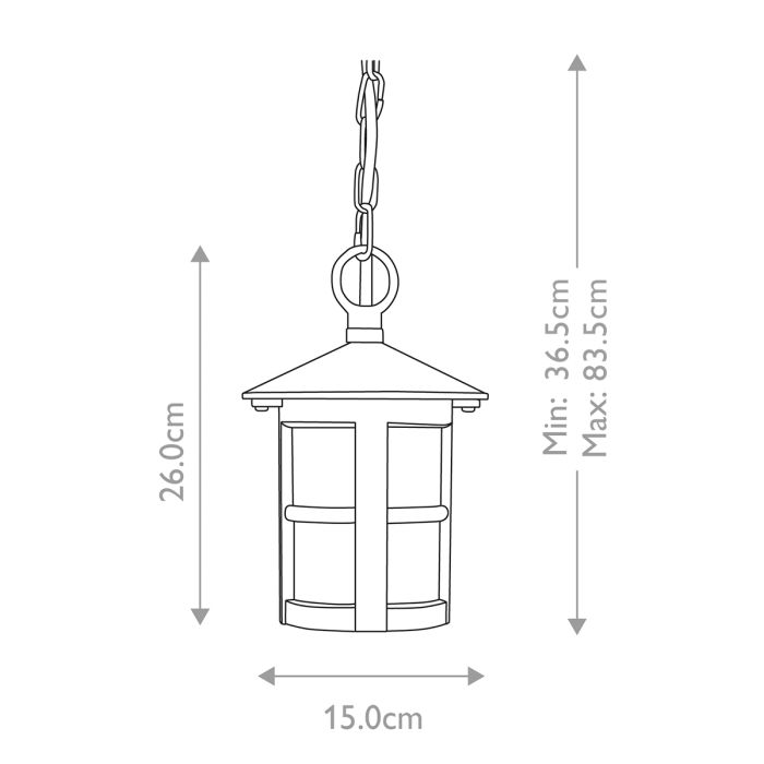 Hereford 1 Light Chain Lantern - Black