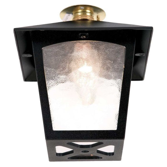 York 1 Light Flush Porch Lantern - Black