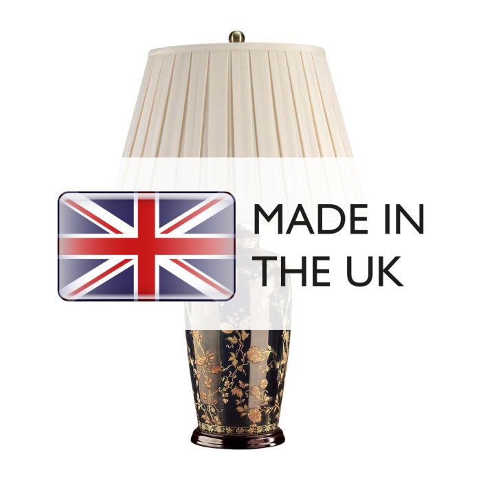 Black Birds 1 Light Table Lamp - Black and Gold with Cream Shade