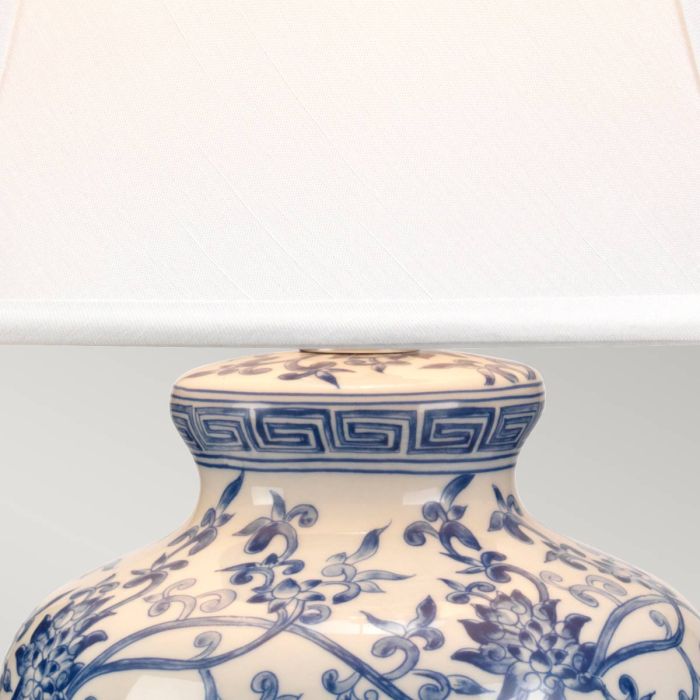 Blue Ginger Jar 1 Light Table Lamp - Blue and White with White Shade