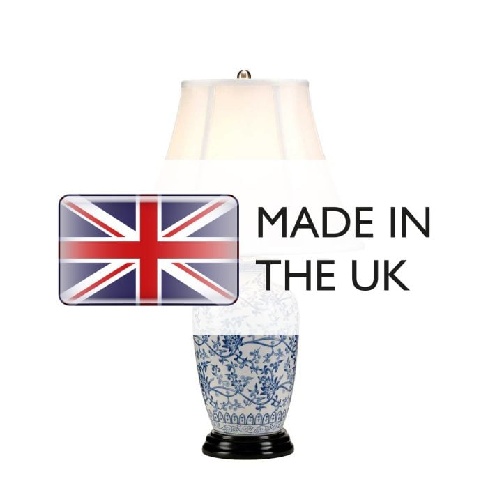 Blue Ginger Jar 1 Light Table Lamp - Blue and White with White Shade