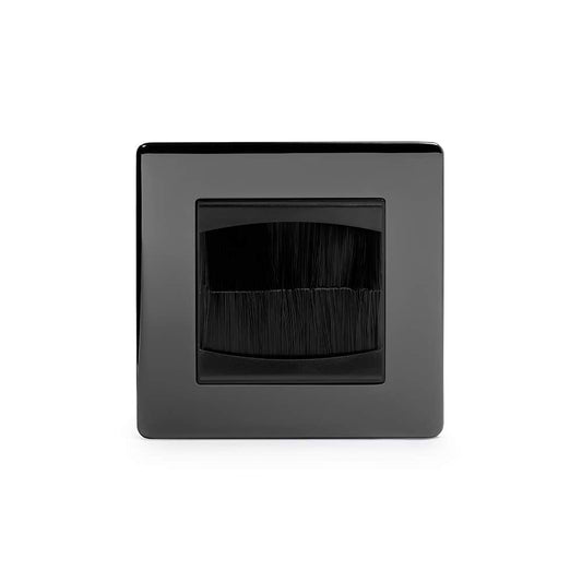 The Connaught Collection Black Nickel 1 Gang 2 Module Brush Plate Blk Ins Screwless