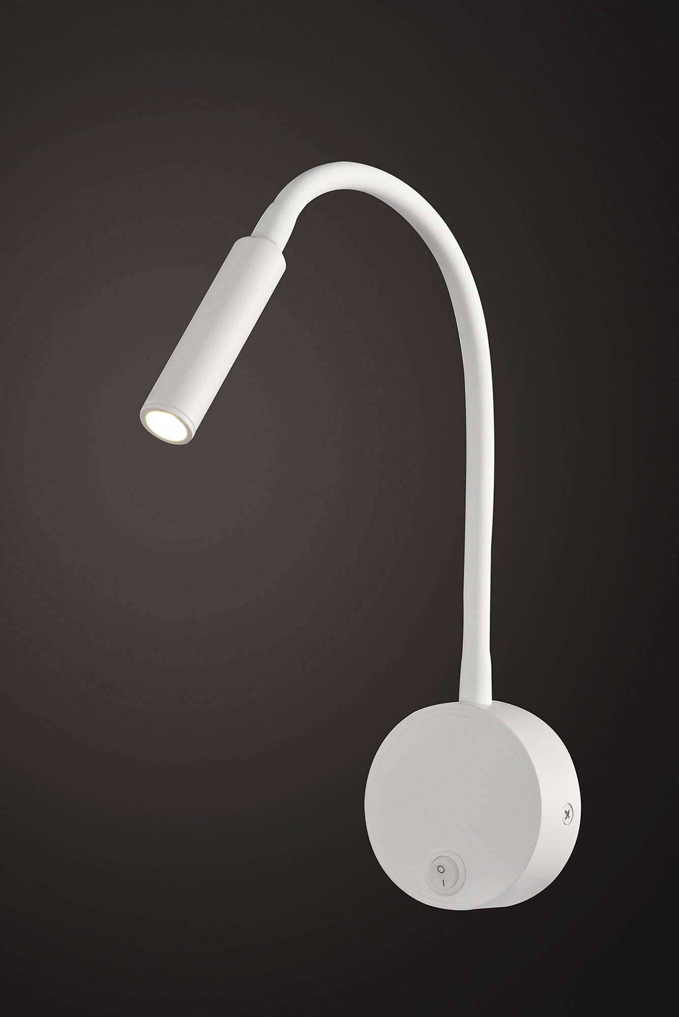 Boavista Switched Wall Lamp / Reader 1L 3W LED Round Head Spot, 3000K, 135lm, Round Base Matt White, 3yrs Warranty by Mantra