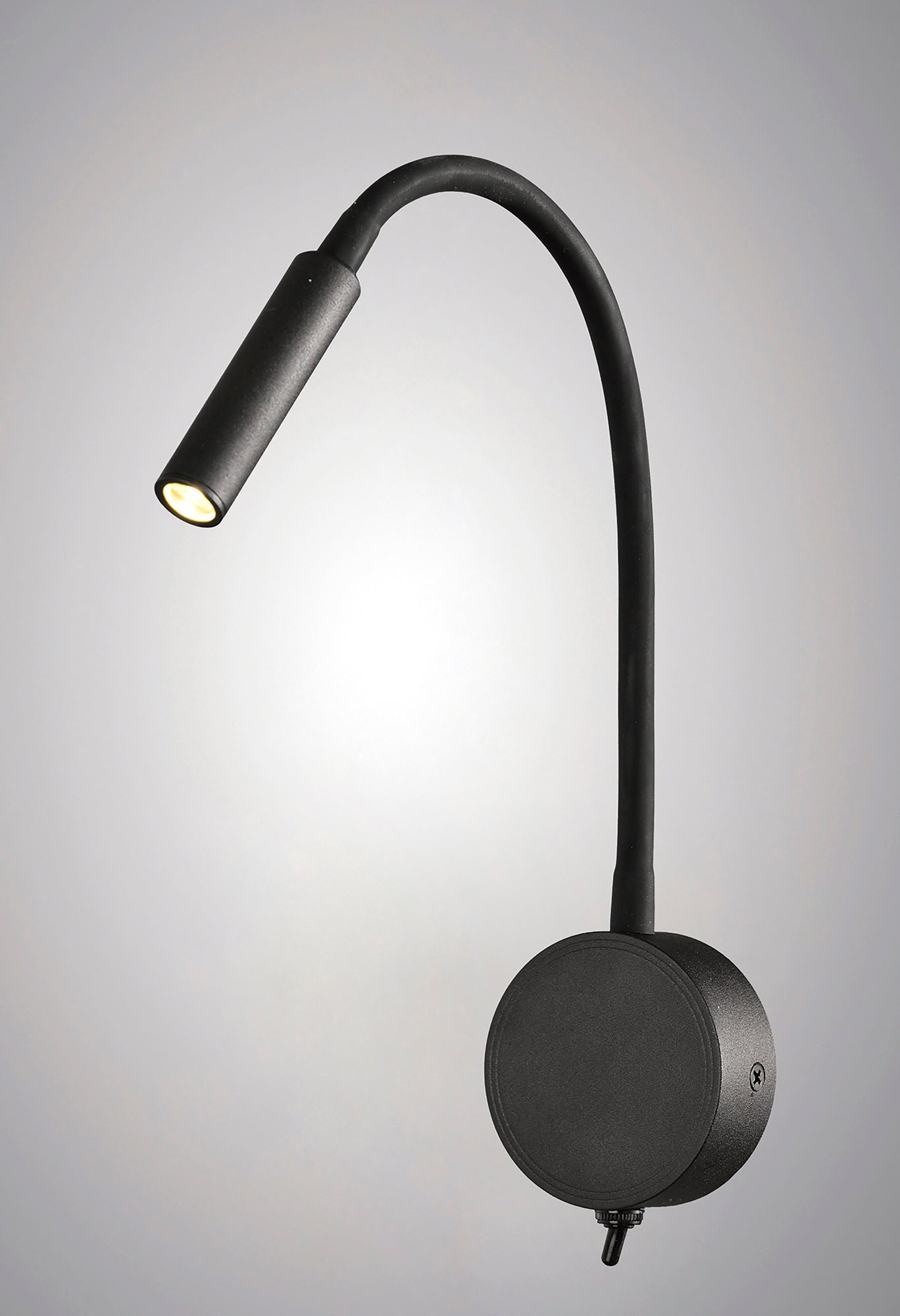 Boavista Switched Wall Lamp / Reader 1L 3W LED Round Head Spot, 3000K, 135lm, Round Base Matt Black, 3yrs Warranty by Mantra